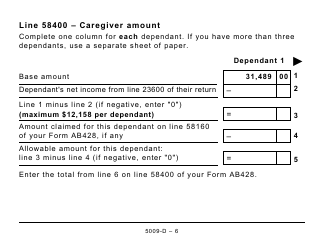 Form 5009-D Worksheet AB428 Alberta - Large Print - Canada, Page 6