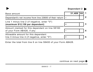 Form 5009-D Worksheet AB428 Alberta - Large Print - Canada, Page 7