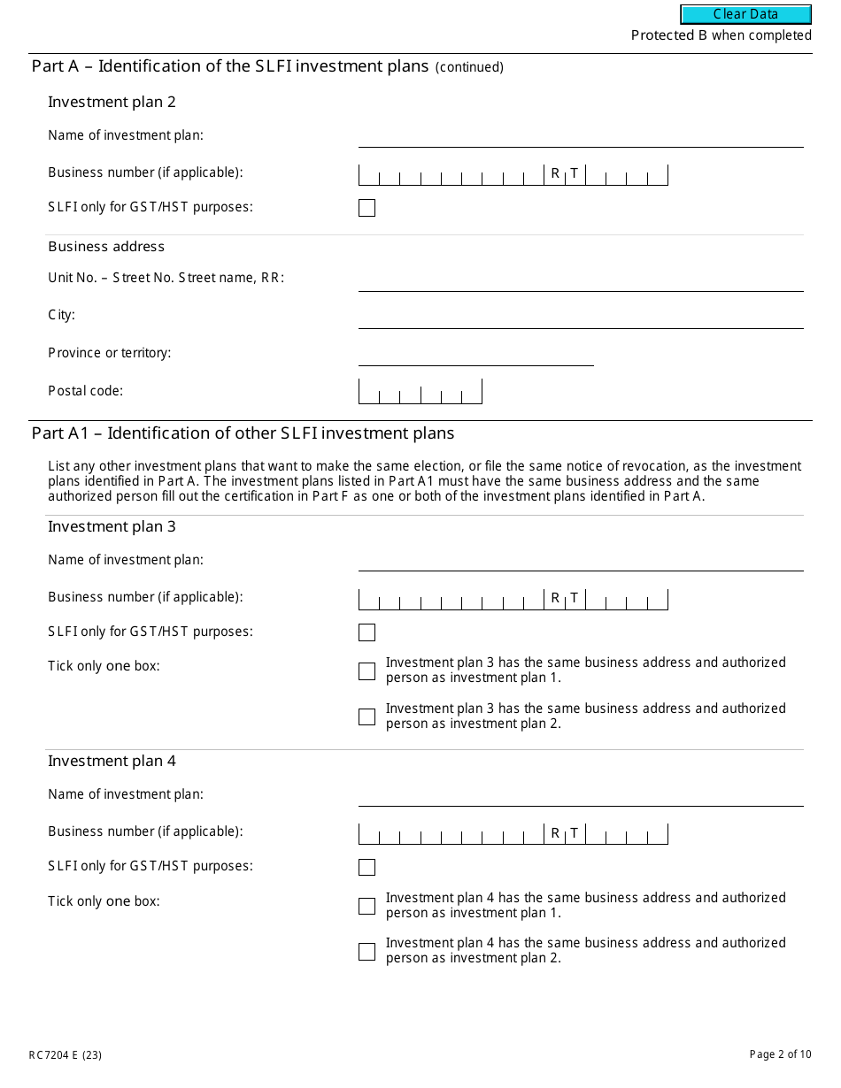Form RC7204 Consolidated Filing Election or Notice of Revocation for a Selected Listed Financial Institution for Gst / Hst and Qst Purposes or Only for Qst Purposes - Canada, Page 2