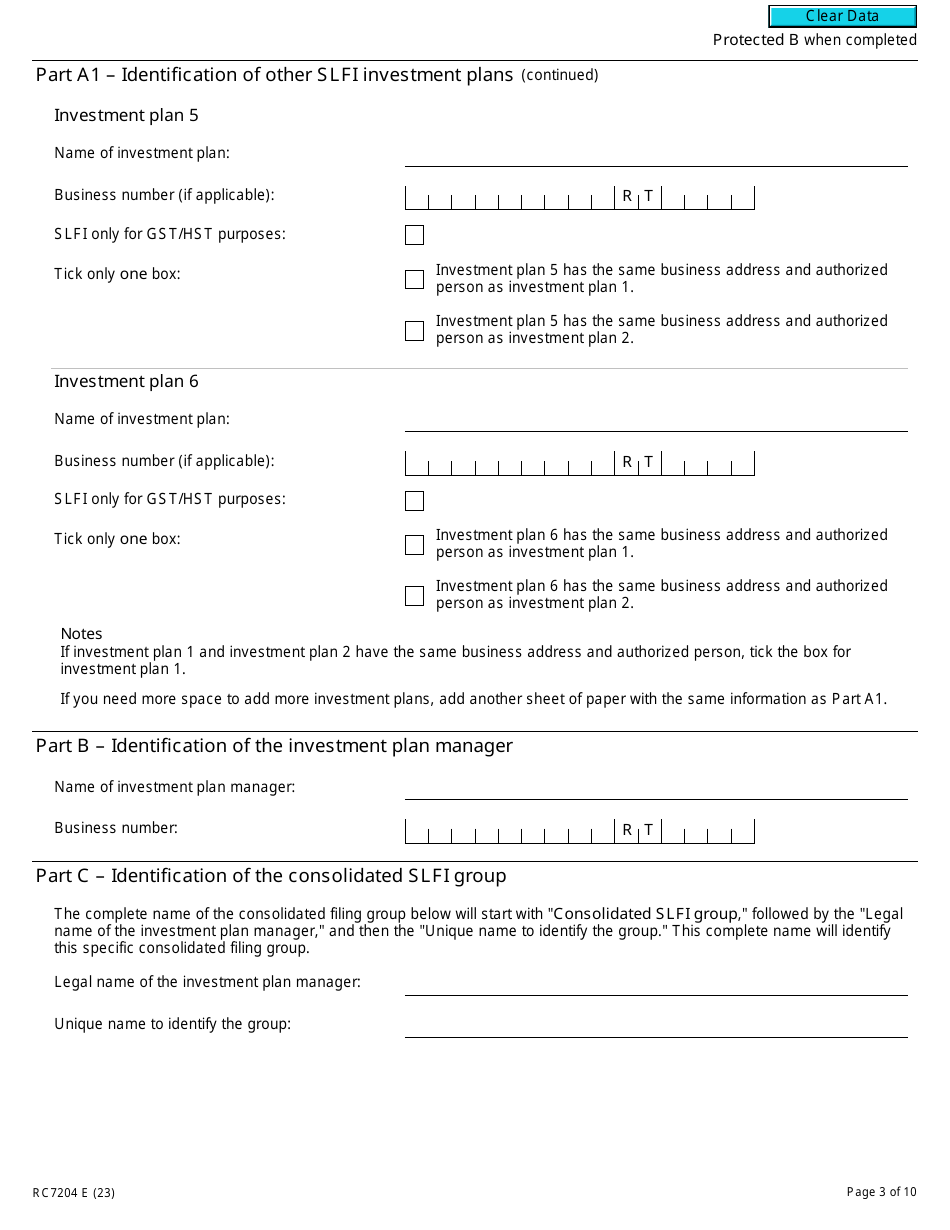 Form RC7204 Consolidated Filing Election or Notice of Revocation for a Selected Listed Financial Institution for Gst / Hst and Qst Purposes or Only for Qst Purposes - Canada, Page 3