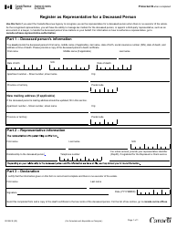 Document preview: Form RC552 Register as Representative for a Deceased Person - Canada
