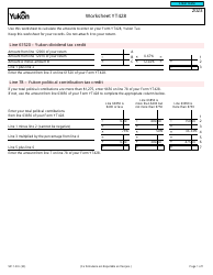 Document preview: Form 5011-D Worksheet YT428 Yukon - Canada, 2023