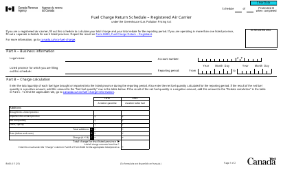 Form B400-6 Fuel Charge Return Schedule - Registered Air Carrier - Canada