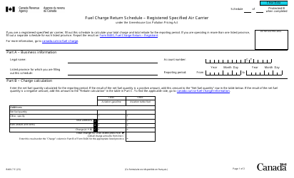 Document preview: Form B400-7 Fuel Charge Return Schedule - Registered Specified Air Carrier - Canada