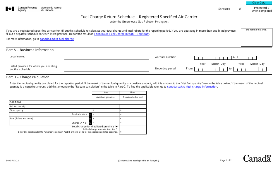 Form B4007 Download Fillable PDF or Fill Online Fuel Charge Return