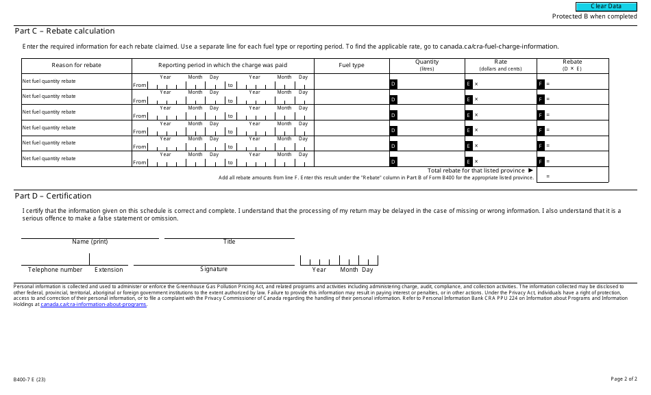 Form B4007 Download Fillable PDF or Fill Online Fuel Charge Return