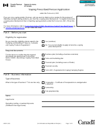 Form L603 Vaping Prescribed Person Application - Canada
