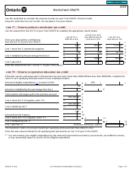 Document preview: Form 5006-D1 Worksheet ON479 Ontario - Canada, 2023