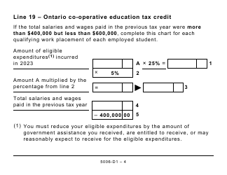 Form 5006-D1 Worksheet ON479 Ontario - Large Print - Canada, Page 4