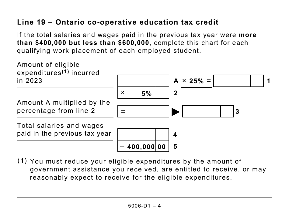 Form 5006-D1 Worksheet ON479 Ontario - Large Print - Canada, Page 4
