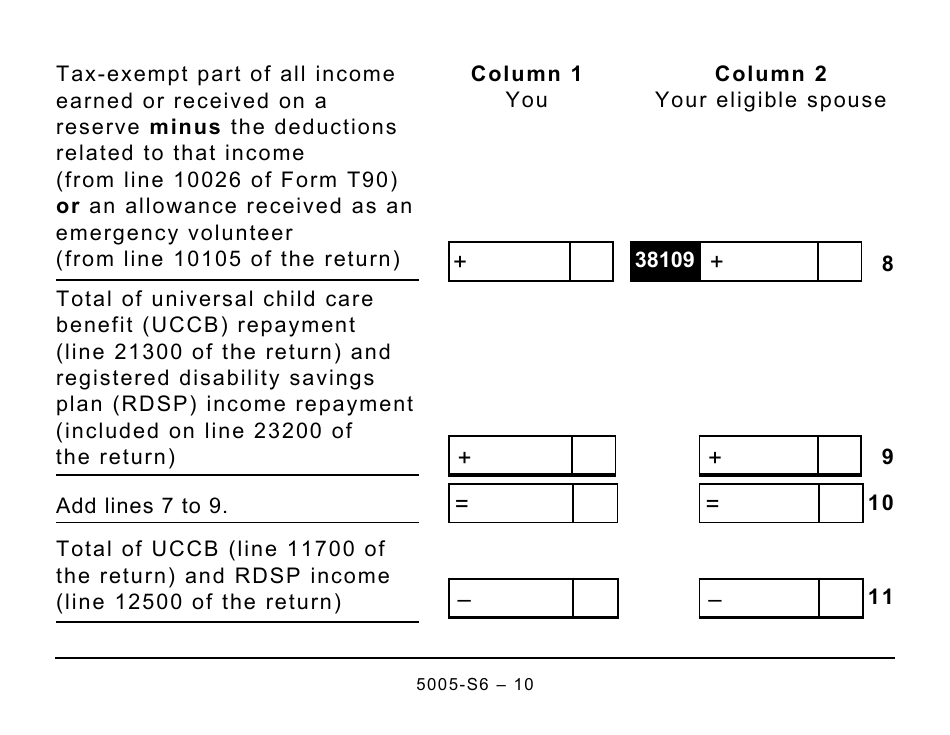 Form 5005-S6 Schedule 6 Canada Workers Benefit (For Qc Only) - Large Print - Canada, Page 10