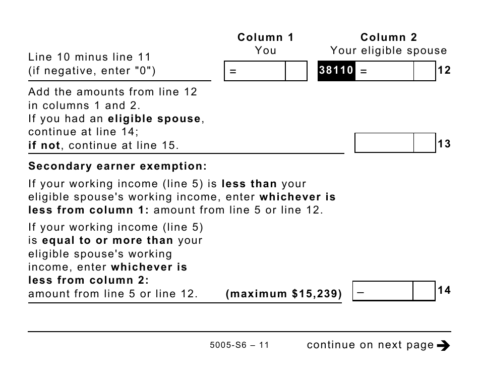 Form 5005-S6 Schedule 6 Canada Workers Benefit (For Qc Only) - Large Print - Canada, Page 11