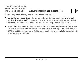 Form 5005-S6 Schedule 6 Canada Workers Benefit (For Qc Only) - Large Print - Canada, Page 12