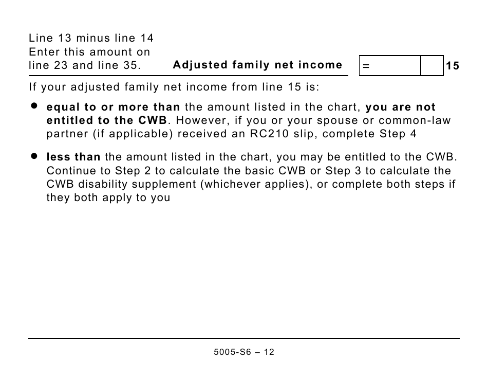 Form 5005-S6 Schedule 6 Canada Workers Benefit (For Qc Only) - Large Print - Canada, Page 12