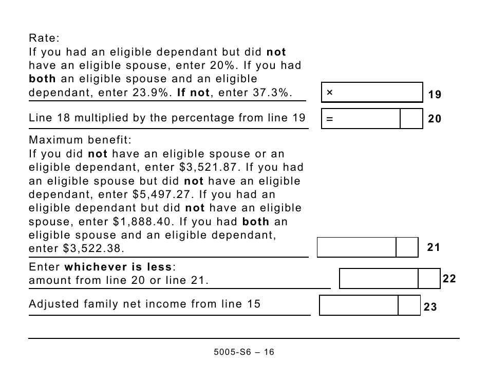 Form 5005-S6 Schedule 6 Canada Workers Benefit (For Qc Only) - Large Print - Canada, Page 16