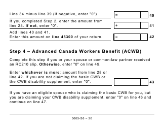 Form 5005-S6 Schedule 6 Canada Workers Benefit (For Qc Only) - Large Print - Canada, Page 20