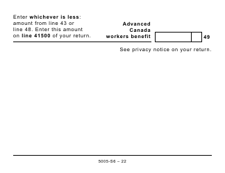 Form 5005-S6 Schedule 6 Canada Workers Benefit (For Qc Only) - Large Print - Canada, Page 22