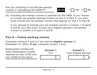 Form 5005-S6 Schedule 6 Canada Workers Benefit (For Qc Only) - Large Print - Canada, Page 6
