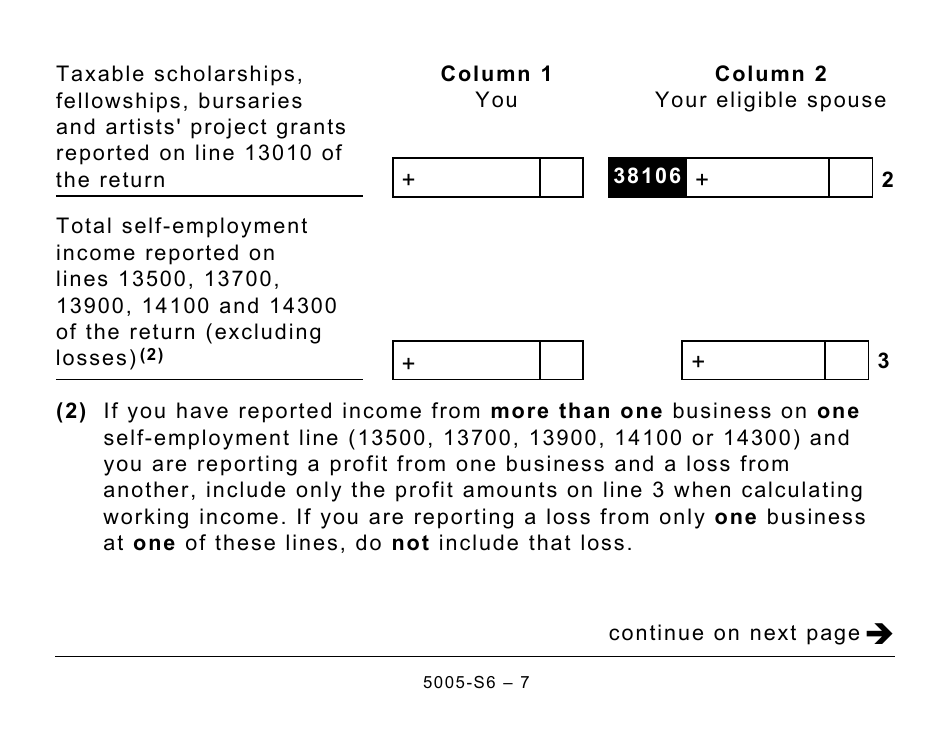 Form 5005-S6 Schedule 6 Canada Workers Benefit (For Qc Only) - Large Print - Canada, Page 7
