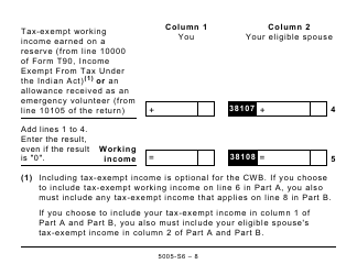 Form 5005-S6 Schedule 6 Canada Workers Benefit (For Qc Only) - Large Print - Canada, Page 8