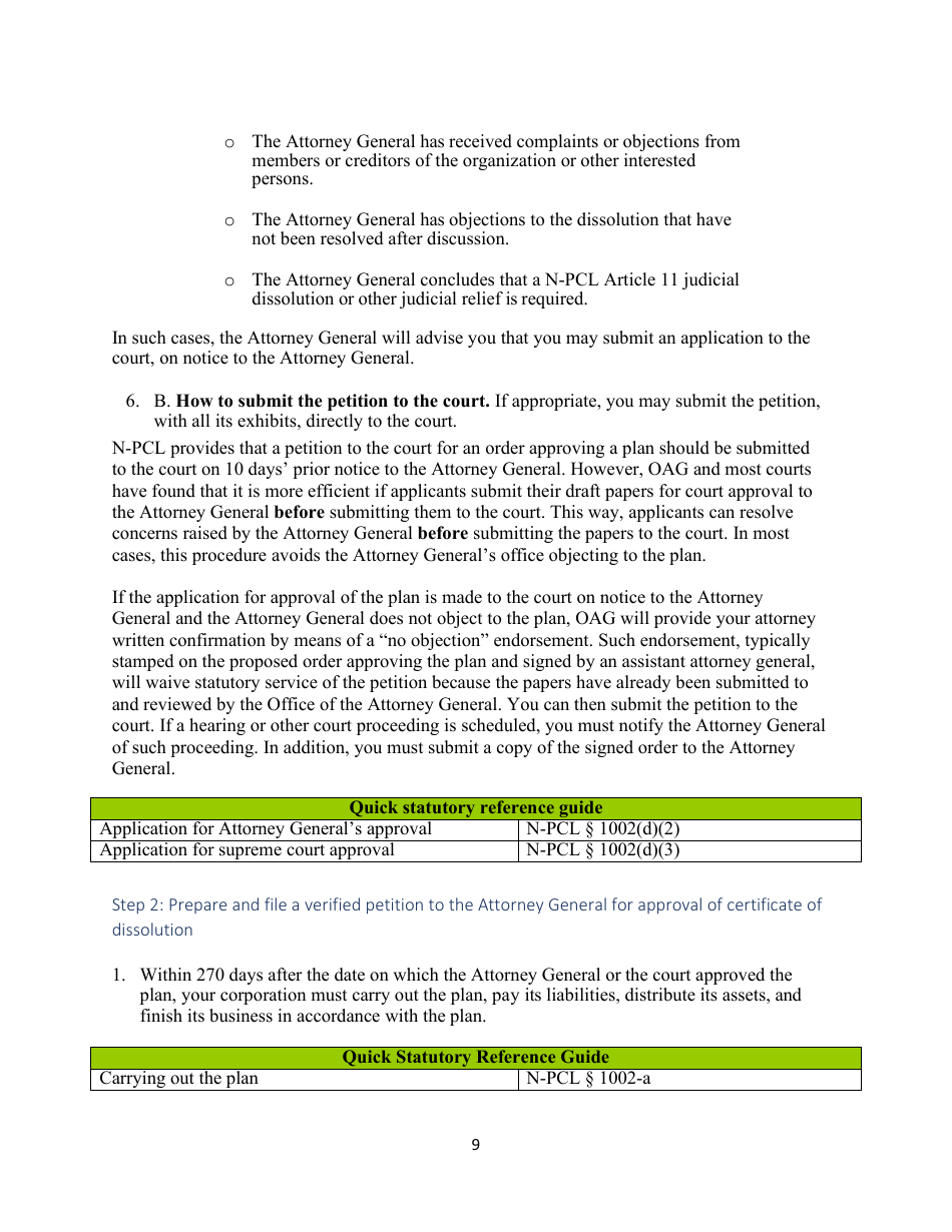 Voluntary Dissolution of Not-Forprofit Corporations With Assets - New York, Page 10