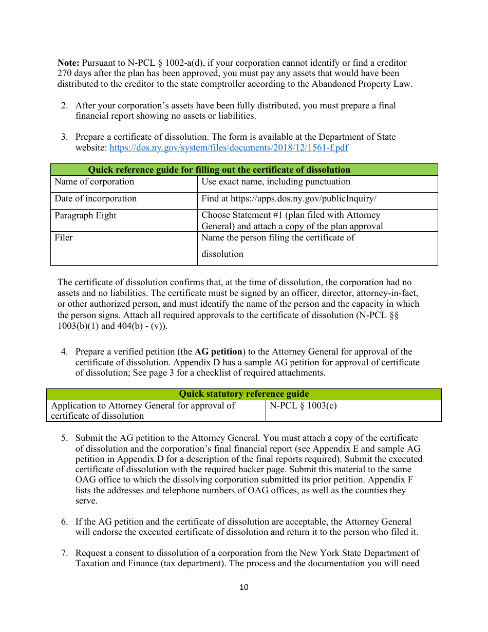Voluntary Dissolution of Not-Forprofit Corporations With Assets - New York, Page 11