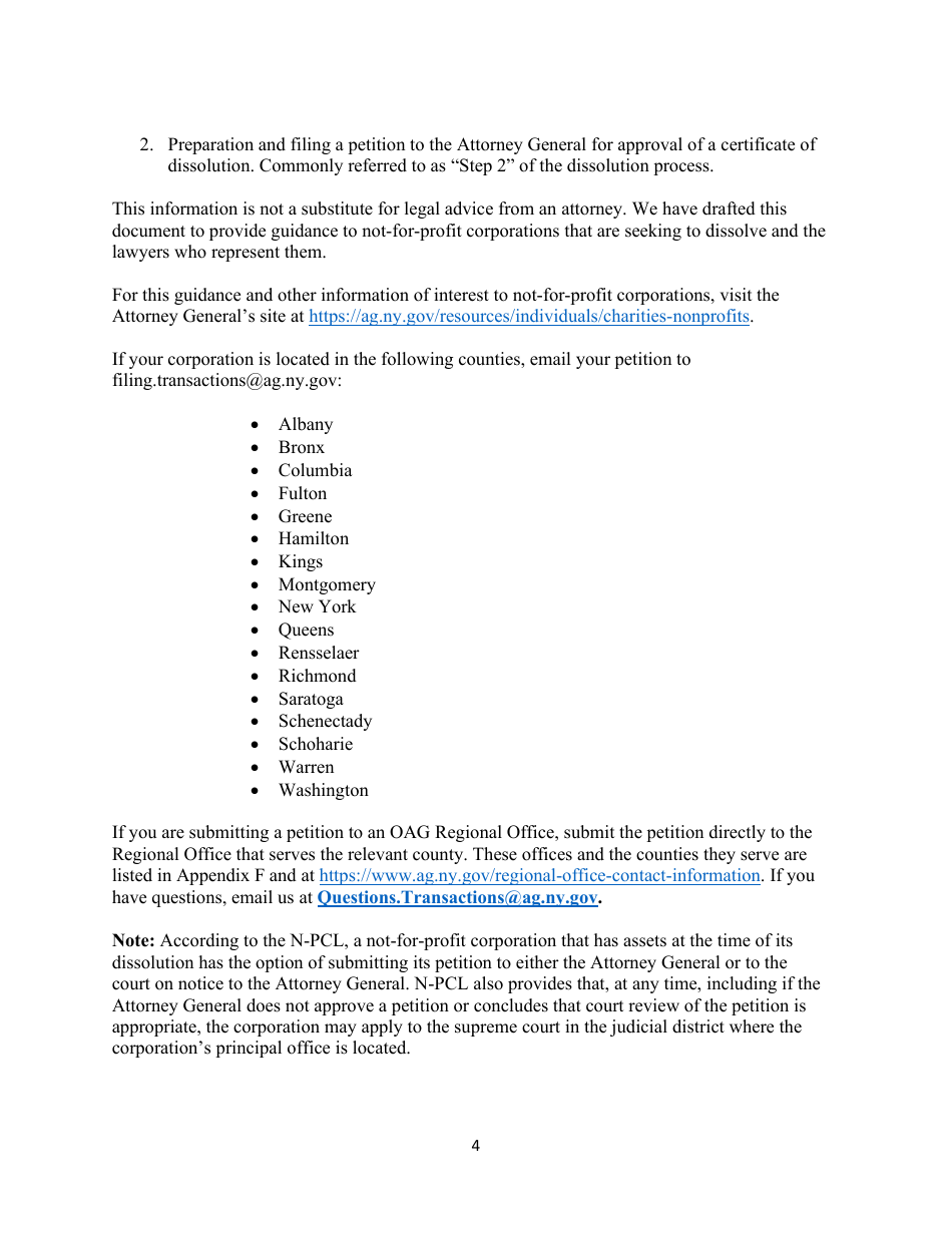 Voluntary Dissolution of Not-Forprofit Corporations With Assets - New York, Page 5