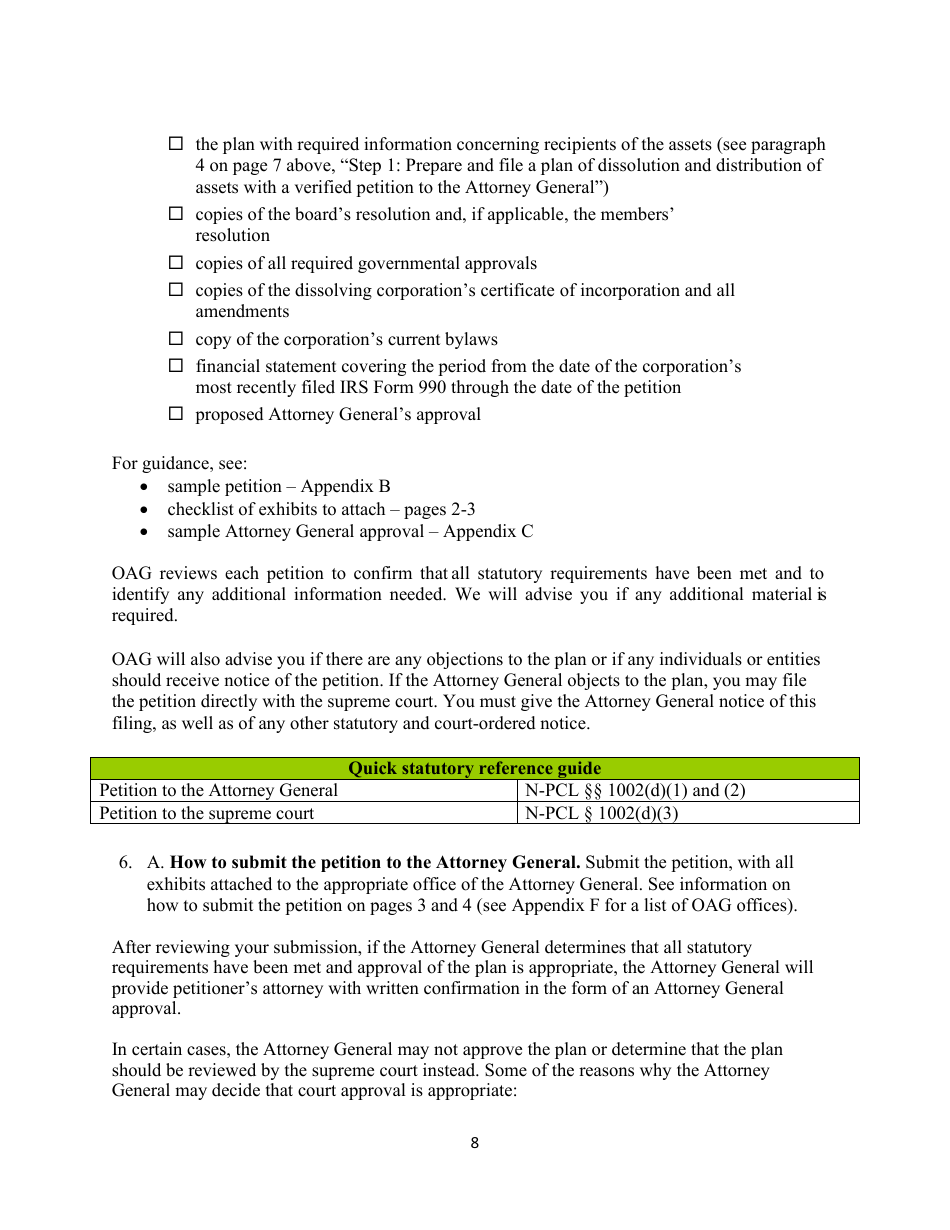 Voluntary Dissolution of Not-Forprofit Corporations With Assets - New York, Page 9