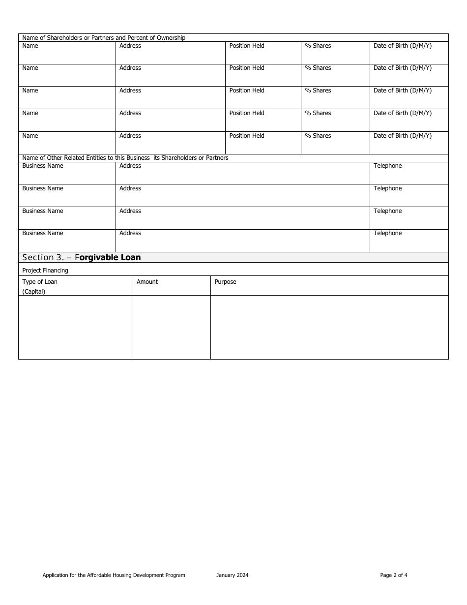 Affordable Housing Development Program Application Form - Prince Edward Island, Canada, Page 4