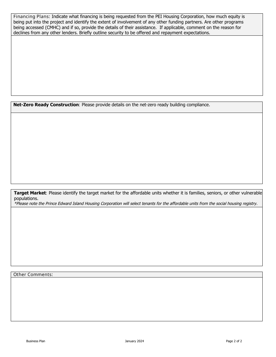 Affordable Housing Development Program Application Form - Prince Edward Island, Canada, Page 8