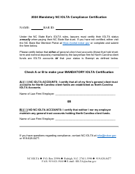 Document preview: Mandatory Nc Iolta Compliance Certification - North Carolina, 2024