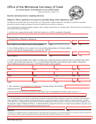 Document preview: Amendment to Assumed Name - Minnesota