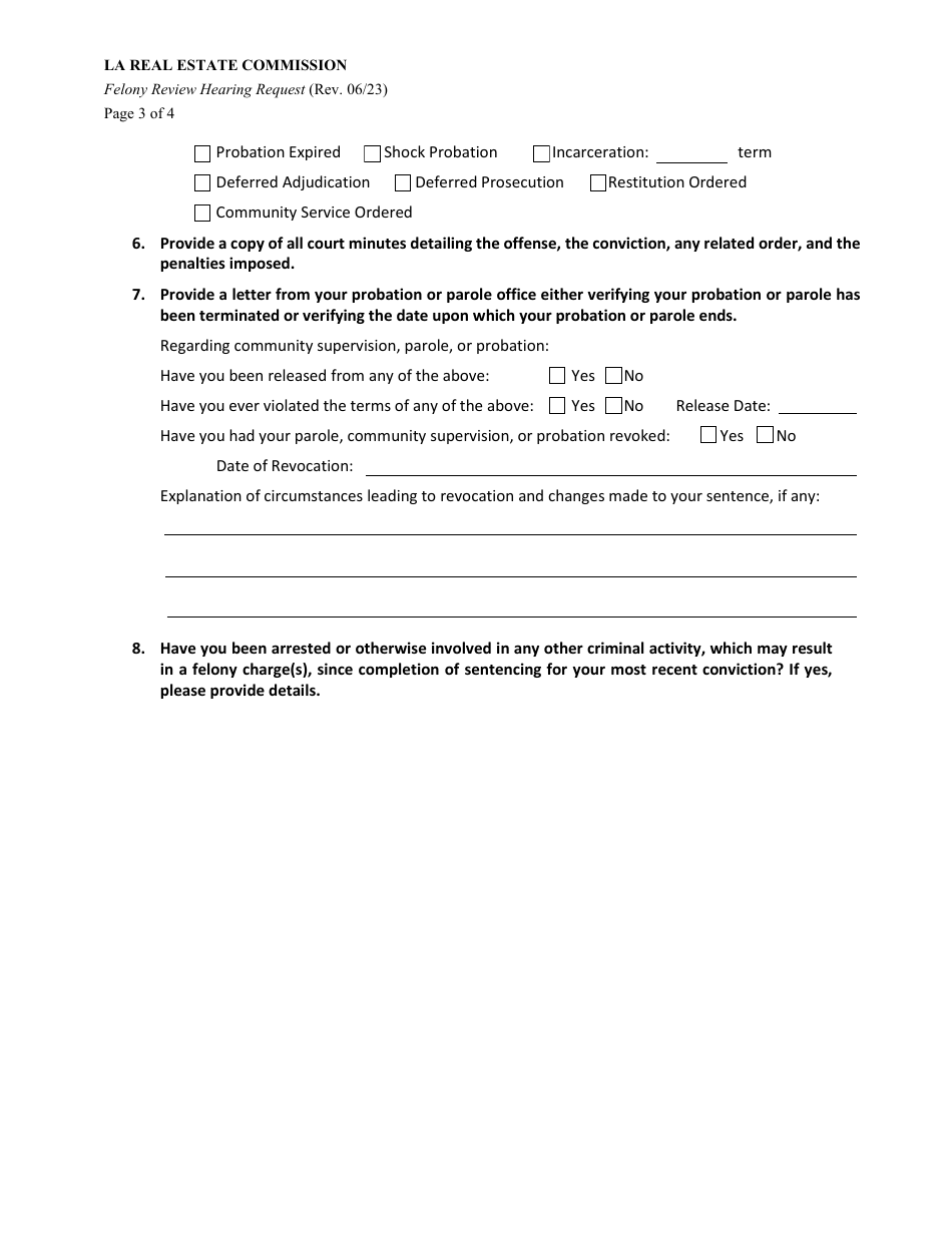 Louisiana Felony Review Hearing Request - Fill Out, Sign Online and ...