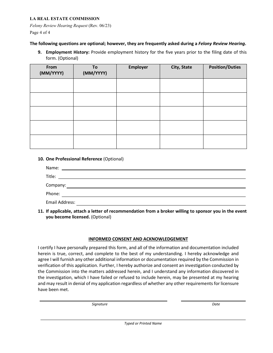 Louisiana Felony Review Hearing Request - Fill Out, Sign Online and ...