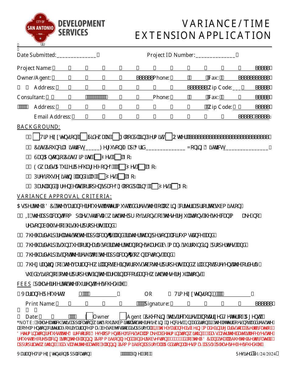 Variance / Time Extension Application - City of San Antonio, Texas, Page 1