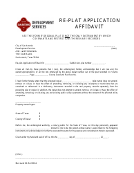 Document preview: Re-plat Application Affidavit - City of San Antonio, Texas