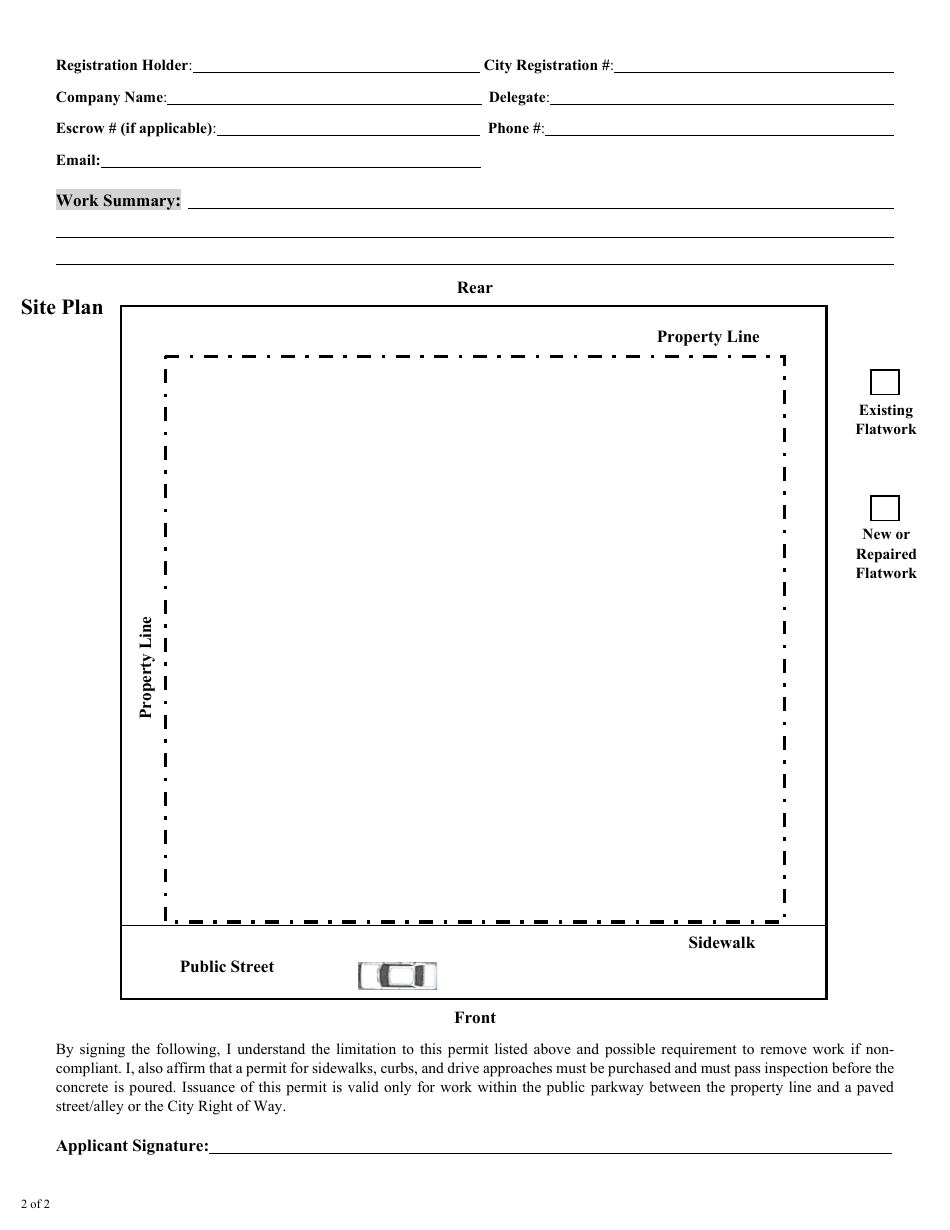 Sidewalk-Curb Permit Application - City of San Antonio, Texas, Page 2