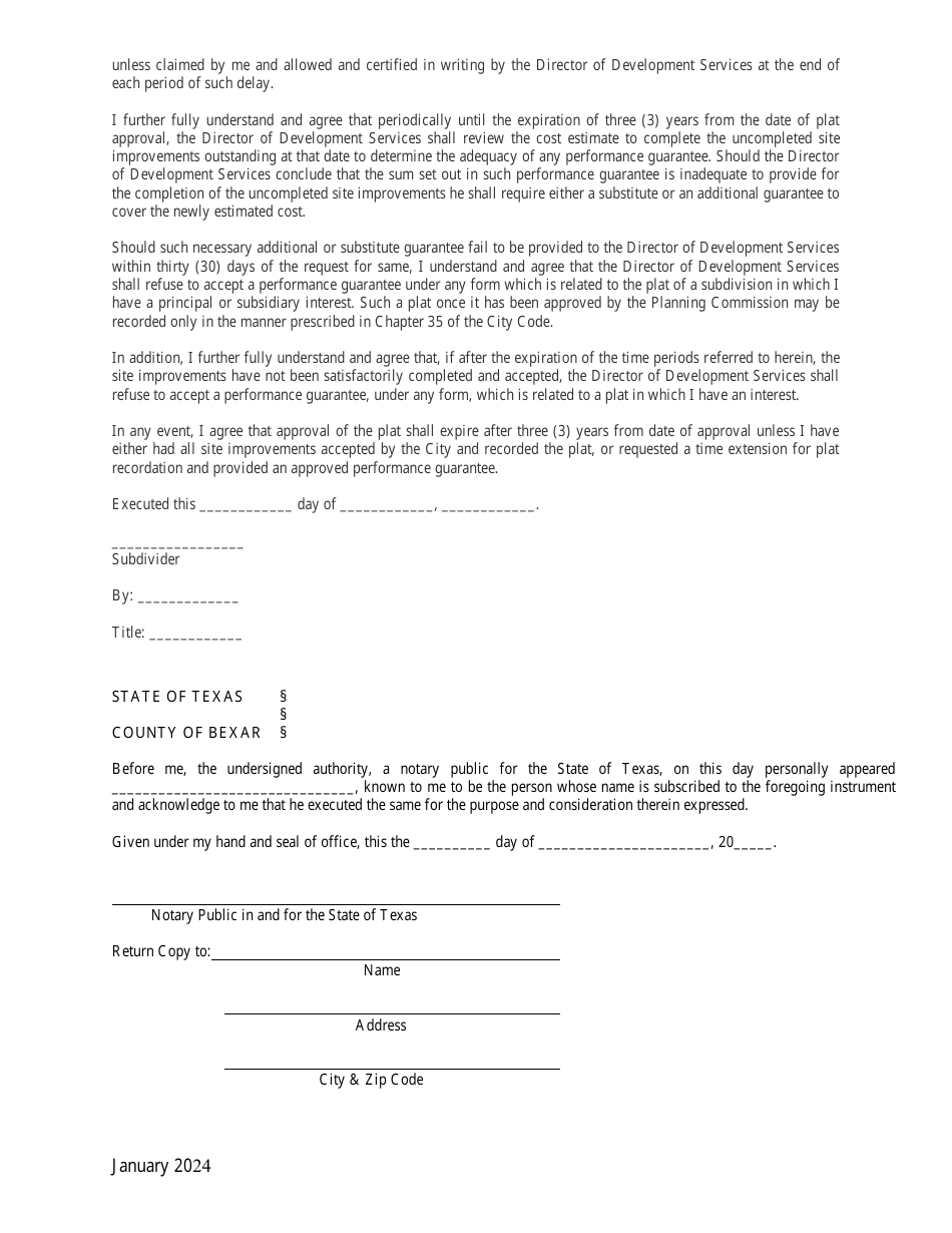 Performance Agreement - City of San Antonio, Texas, Page 2