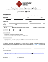 Document preview: Texas Master Plumber Registration Application - City of San Antonio, Texas