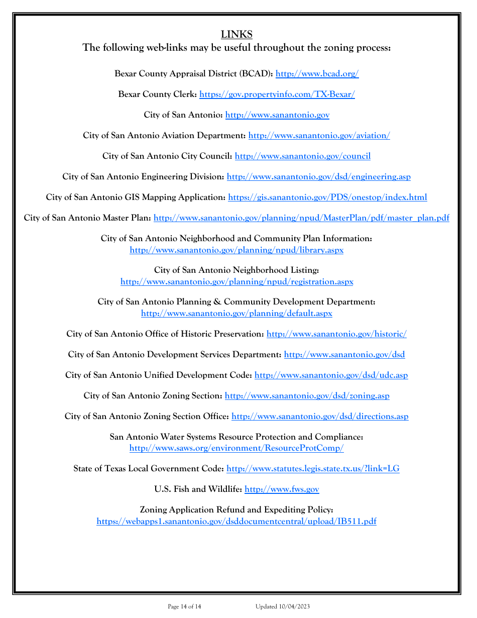 Application for Change of Zoning / Plan Amendment - City of San Antonio, Texas, Page 14