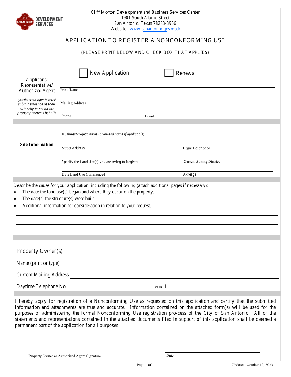 Application Packet for Registration of Nonconforming Use - City of San Antonio, Texas, Page 3