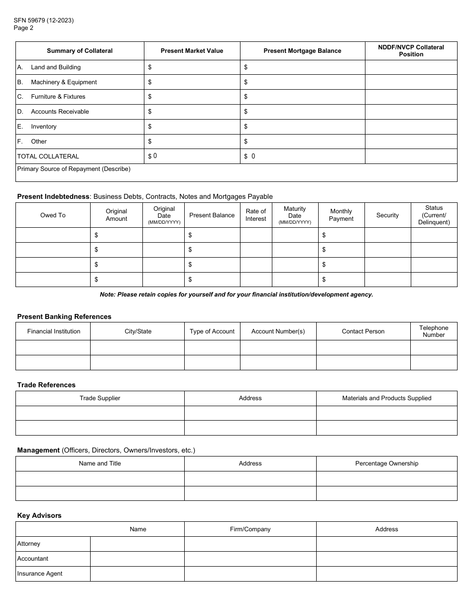 Form SFN59676 North Dakota Development Fund, Inc. (Nddf) Application - North Dakota, Page 2