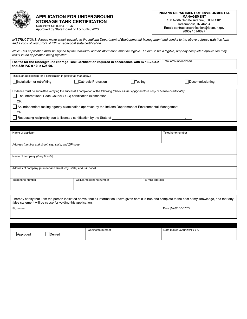 State Form 53148 Download Fillable PDF or Fill Online Application for