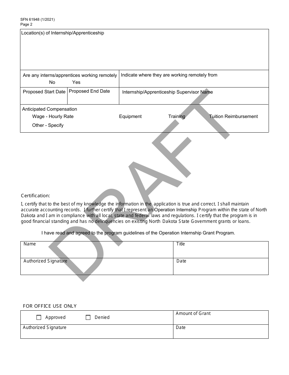 Operation Intern Grant Application - Draft - North Dakota, Page 2