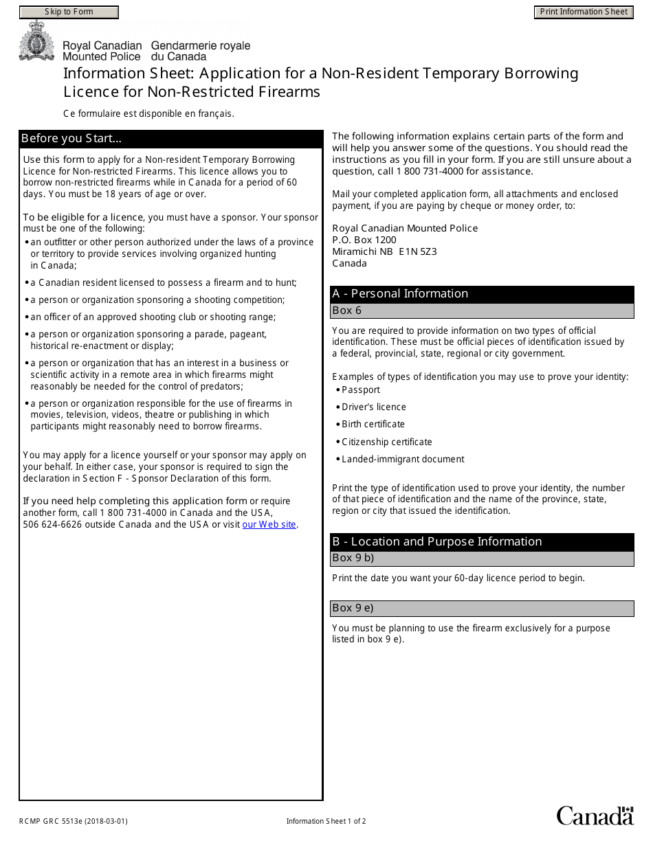 Form RCMP GRC5513 - Fill Out, Sign Online and Download Fillable PDF ...