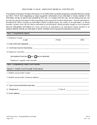 Form HR-18 Paid Family Leave - Employee Medical Certificate - Nevada