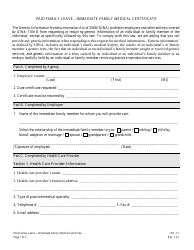 Form HR-17 Paid Family Leave - Immediate Family Medical Certificate - Nevada