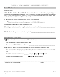 Form HR-17 Paid Family Leave - Immediate Family Medical Certificate - Nevada, Page 2