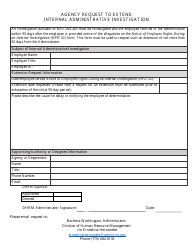 Document preview: Form HR-40 Agency Request to Extend Internal Administrative Investigation - Nevada