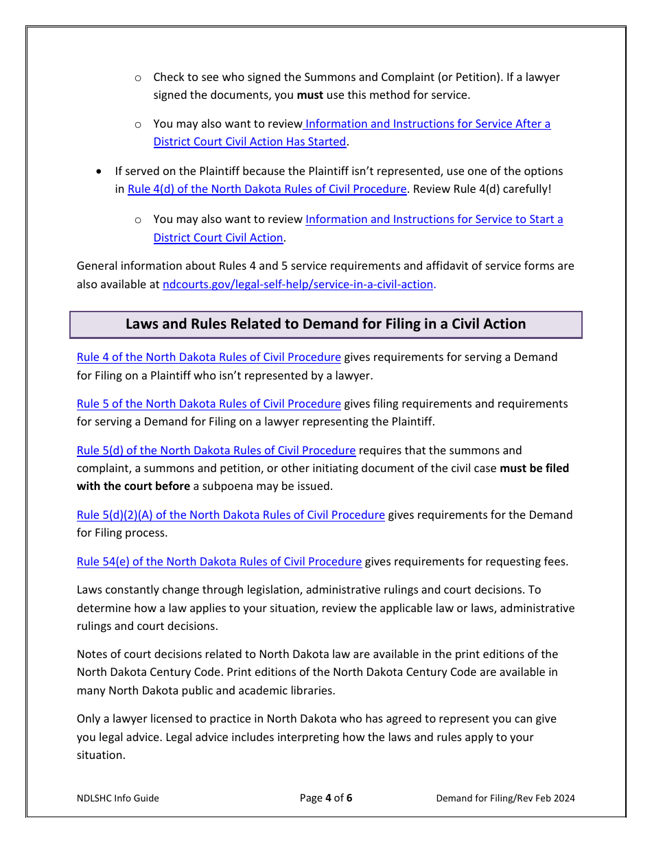 Demand for Filing - North Dakota, Page 4